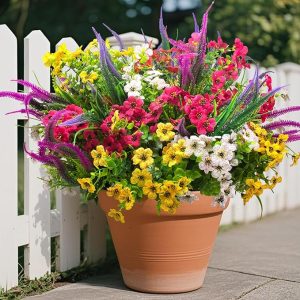 20 Packs Artificial Flowers Outdoor UV Resistant Fake Plants